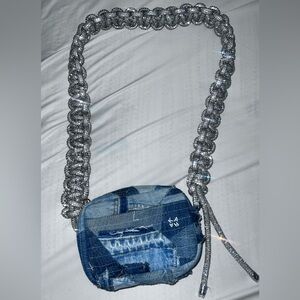 KARA Blue Denim Crystal Cobra Bag